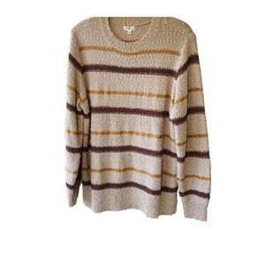 NEW Mason & Belle Striped Sweater Size Large Multicolor Brown Tan